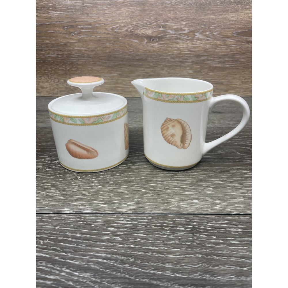 Vintage VICTORIA BAELE Atlantis Creamer and Sugar Bowl with Lid.